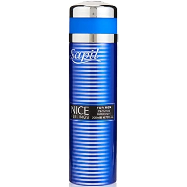 اسپری بدن نایس فیلینگز آبی مردانه ساپیل اصل دئودورانت 24 ساعته 200 میل | Sapil NICE FEELINGS Blue For Men Deodorant Body Spray 200ml